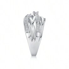 莫桑石订婚戒指，D 色 VVS1，18K 白金镀 925 纯银，女士时尚优雅珠宝