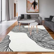 Modern Geometric Abstract Carpet Faux Cashmere Indoor Carpet Washable Area Rug Foldable Non-Slip Carpet Home Decorative Carpet For Living Room Dining Room Bedroom - Black Beige - View 1