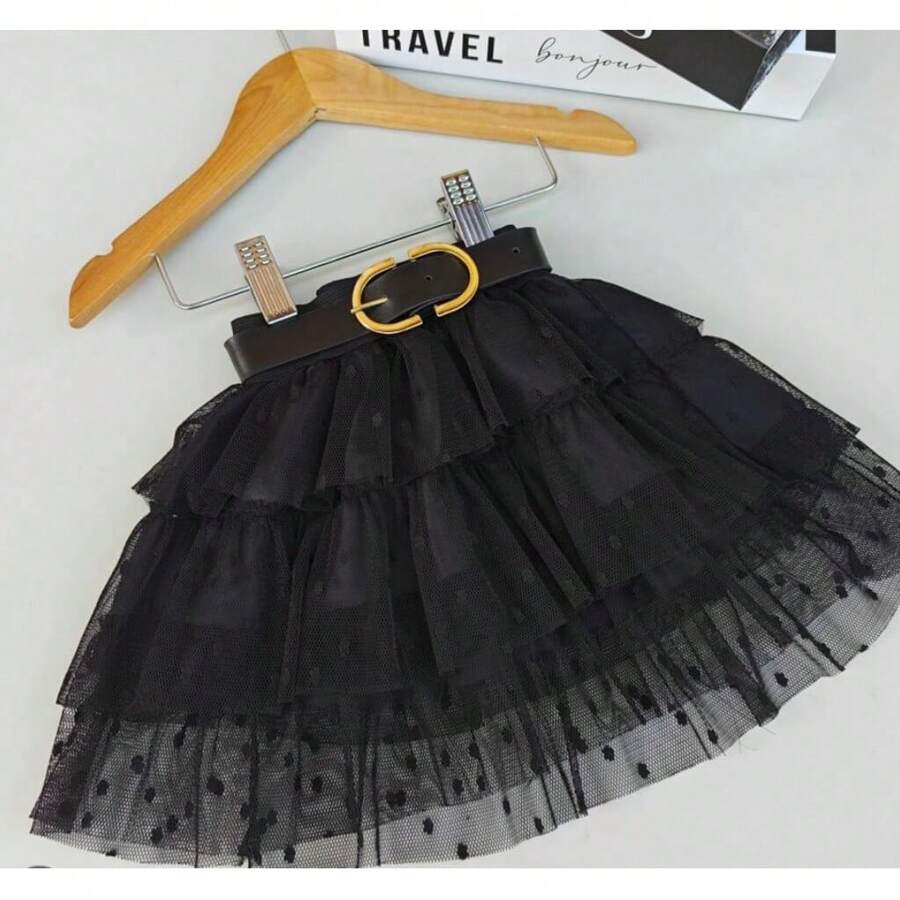 Children's Tulle Skirt With 3 Layers - Black - View 1