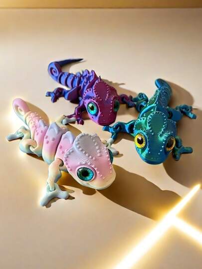 1 pieza Modelo de camaleón 3D realista que cambia de color - Regalo perfecto para amigos y familiares - Decoración de escritorio artística - Miembros flexibles - Adecuado para fiestas y exhibiciones al aire libre - Decoración de acuario, regalo para Navidad, Día de San Valentín (color de ojo aleatorio)