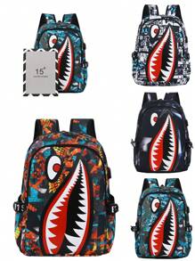 1 Stück Rucksack für Jungen und Mädchen im Alter von 14-16 Jahren, aus Nylon mit Reißverschluss, Muster mit Tintenstrahl, großes Fassungsvermögen für den Campus, Studentenrucksack, Rucksack mit witzigem Ausdruck, geeignet für den täglichen Gebrauch