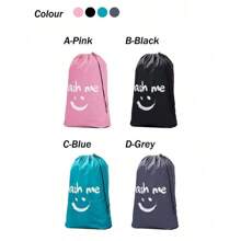 1/3 piezas, Bolsa con cordón de gran capacidad para ropa sucia con estampado de sonrisa, bolsa de lavandería, bolsa de almacenamiento de gran capacidad, bolsa de almacenamiento de ropa sucia, 4 colores diferentes, bolsa de compras, bolsa de mudanza, bolsa para el polvo de la ropa, bolsa plegable para almacenamiento en el hogar