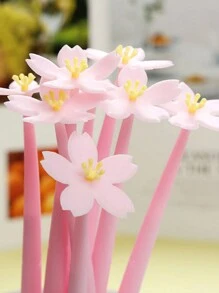 10/1 支花形凝胶笔，优雅的水性笔，少女系列，适合学生和办公室使用的创意文具，开学季适用 - 彩色 - 查看 4