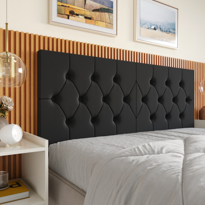 Cabeceira Para Cama Box Casal Elisa 1,40 Sued Preto