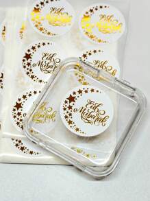 100pcs 4x4cm Gold Ramadan Stickers, "Happy Ramadan" Gold Foil Labels Valentine's Day