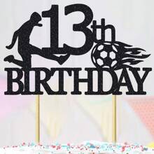 1pc Soccer Happy 8th 9th 10th 11th 12th 13th 14th 15th 16th Birthday Cake Topper Soccer Players Football Soccer Theme Party Cake Decorations 8 9 10 11 12 13 14 15 16 Years Old Birthday Cake Ball Party Decorations Supplies - Black - View 11