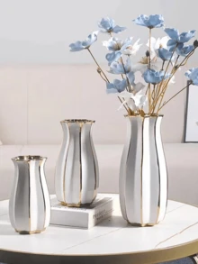 1 件简约白金彩绘大花瓶，树脂创意装饰花瓶，适用于家居装饰 - 彩色 - 查看 5