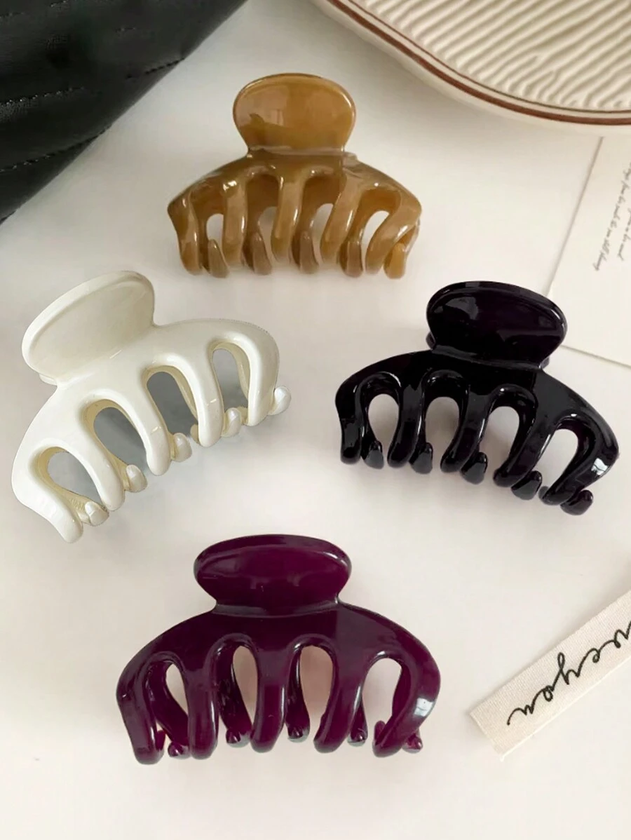 4 قطع/1 قطعة مشابك شعر جميلة ذات لون جيلي براق، باللون الأسود/الأبيض/البنفسجي/الخاكي، بحجم متوسط 6 سم/2.36 بوصة، من البلاستيك خفيف الوزن، متعددة الاستخدامات وأنيقة، مناسبة للاستخدام اليومي والكاجوال والحفلات والتنقل والاستحمام وتصفيف الشعر والمكياج وتنسيق الملابس، مشابك شعر، إكسسوارات شعر للنساء