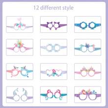 12 Stück Meerjungfrau-Thema Papier Brillen, bunte Meerjungfrau Schwanz, Seegras unter Wasser Design Brillenrahmen für Meerjungfrau Geburtstags-Party Dekorationen und Foto Requisiten