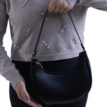 Minimalist Small Compact Women's Bag With Zipper In Gold Details Fashion