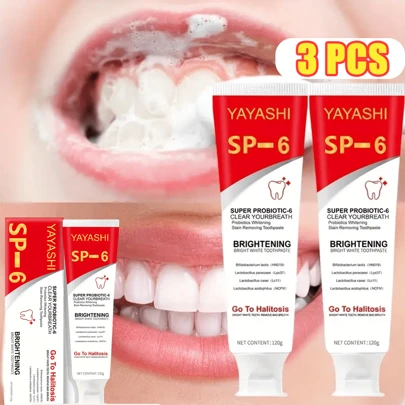 120g SP-6 Super Probiótico Blanqueador Pasta de Dientes, Limpieza Profunda y Aliento Fresco Cuidado Bucal, Blanqueamiento y Limpieza Básica - Potente Fórmula Probiótica para Blanqueamiento Natural