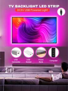 aiinnew 1pc 1m-15m/3.3ft-50ft Smart RGB LED Strip Light, Bi-Directional Control, With 24-Key Remote And Smartphone App Control, Suitable For TV Backlight, Bedroom, Living Room And Party Lighting Decoration - White - View 6