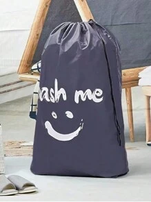 1/3 piezas, Bolsa con cordón de gran capacidad para ropa sucia con estampado de sonrisa, bolsa de lavandería, bolsa de almacenamiento de gran capacidad, bolsa de almacenamiento de ropa sucia, 4 colores diferentes, bolsa de compras, bolsa de mudanza, bolsa para el polvo de la ropa, bolsa plegable para almacenamiento en el hogar