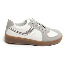 Zapatillas con detalle plateado metálico y suela de goma - Blanco - Ver 4