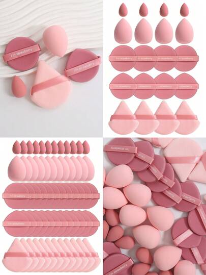 5/10/20/30/60件套化妆刷套装，包含粉底调色美妆蛋，适用于无瑕液体、膏状和粉状产品，多色美妆蛋，不含乳胶的干湿两用粉底海绵，适合所有肤质。采用超柔软天鹅绒材质，专为修饰眼部和眼角而设计，并配有粉底调色容器。套装包含气垫粉扑、不含乳胶的调色海绵和化妆海绵，适用于液体粉底、粉状粉底和遮瑕膏。化妆品、平价、房间装饰、梳妆台、旅行、卧室、化妆配件、粉扑、美妆蛋、粉扑、化妆海绵、平价、圣诞礼物、化妆品、化妆工具、便宜货、礼物、女士礼物、圣诞礼物