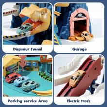 KINICHOOY 玩具车坡道恐龙爬山轨道车彩色车辆建筑玩具套装带赛车和轨道适合学龄前儿童礼物适合 3 岁及以上儿童（恐龙山）、汽车、汽车轨道、火车套装 - 黃色 - 查看 3