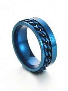 1pc Fashionable Rotating Roman Numeral Chain Ring, For Men - Multicolor - View 38