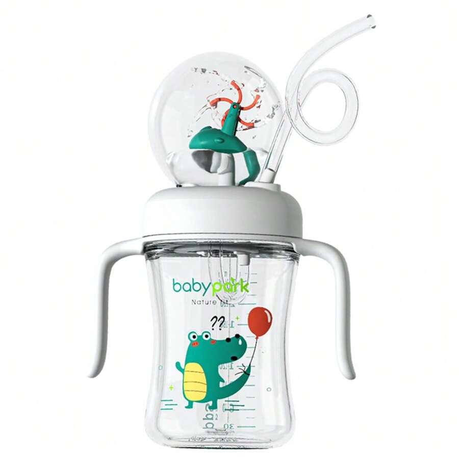 Spill-Proof Tritan Whale Fountain Cup With Soft Flexible Silicone Straw,8 Oz,Perfect For Kids'Drinks-Drinkware,Bottle - 白色 - 查看 1