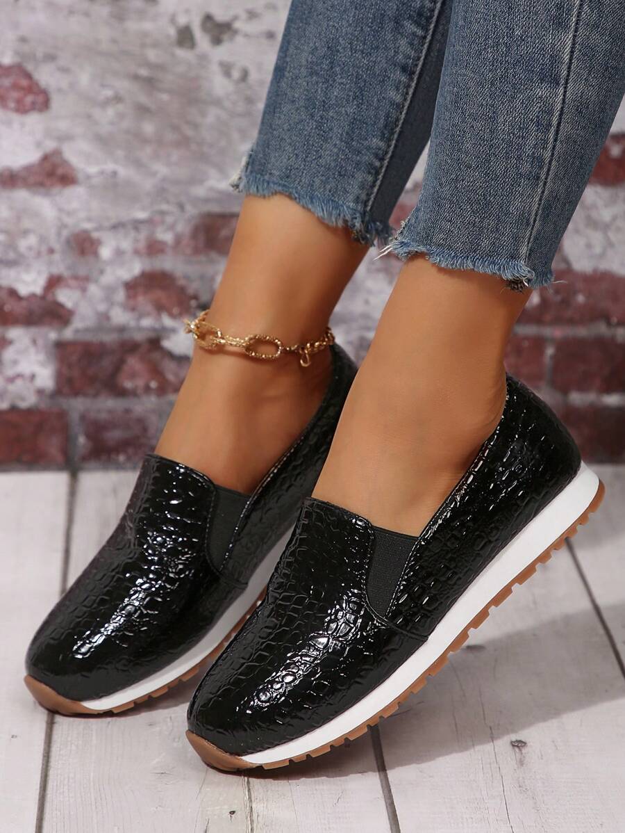 Women's Elastic Casual Flat Gold Shoes
