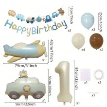 16 sztuk matowych balonów urodzinowych w stylu vintage, 32-calowe białe balony z numerami, flagi z okazji urodzin, samochód, niedźwiedź, balony foliowe w kształcie samolotu do dekoracji przyjęć urodzinowych, wewnątrz, na zewnątrz, prezent, Boże Narodzenie