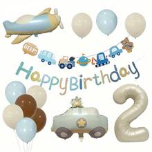 16 sztuk matowych balonów urodzinowych w stylu vintage, 32-calowe białe balony z numerami, flagi z okazji urodzin, samochód, niedźwiedź, balony foliowe w kształcie samolotu do dekoracji przyjęć urodzinowych, wewnątrz, na zewnątrz, prezent, Boże Narodzenie