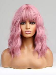 14英寸多色短卷刘海合成假发，自然时尚，适合女性日常、派对、圣诞节及其他场合。