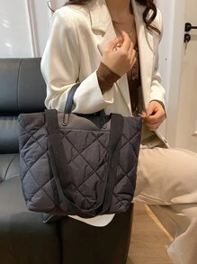 大容量手提包，通勤单肩包，学生，校园，韩版，柔软休闲，秋冬 - 黑色 - 查看 2