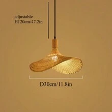 Lámpara colgante de bambú tejido a mano E27/220V, accesorio de iluminación retro de mimbre para hoteles rurales (bombilla no incluida) - araña - Ver 12