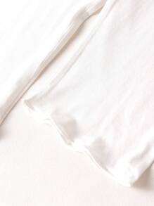 3pcs/Set Kids Solid Color 7/10 Length Leggings With Ruffle Hem, Stretchy - White - View 6