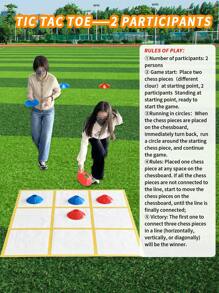 Fun Team Building Props- Tic Tac Toe Game Outdoor, Portable Tic Tac Toe Toss Game With 8 Chess Pieces, For Outdoor Lawn Yard Backyard Carnival Field Team Work Game Props(For Adult Only) - Multicolor - View 4