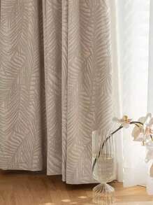 1Piece,Rustic Leaf Pattern Chenille Jacquard Curtains,Room Darkening Blackout Grommet Top Panels, Thermal Insulation All-Season Drapes For Various Room Types