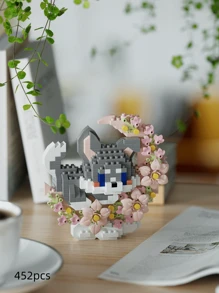 18 Pcs Cute Moon Flower Animal Building Blocks, DIY Animal Series Blocks, Desktop Decoration, Stress Relief, Home Decor, Assembling Figurine, Office Desk Accessories, Birthday Gift, New Year Gift, Christmas Gift, Suitable For Girlfriend Birthday, Creative Valentine's Day Gift