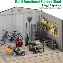 GOCAPTAIN 12 X 8 FT Metal Outdoor Storage Shed, All-Weather Resistant Storage House With Sloping Roof & Lockable Doors, Large Metal Tool Sheds For Patio Furniture, Lawnmower, And Bike Storage - Brown - View 6