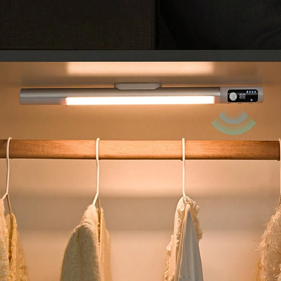 Đèn cảm biến chuyển động trong nhà, Đèn ngủ không dây, Hiển thị thời lượng pin theo thời gian thực, Đèn ngủ không dây, Đèn tủ chạy bằng pin, Sạc USB-C, Tự động tắt - trắng - Xem 1