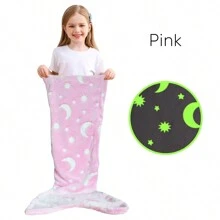 Manta con cola de sirena para niños, manta que brilla en la oscuridad con diseño de unicornio y sirena, regalo para niñas, manta suave de franela y polar para bebés y niños, saco de dormir para niños (Este producto necesita absorber luz durante aproximadamente 2 horas para tener un efecto luminoso y no puede durar toda la noche)