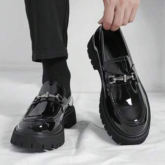 男士厚底一脚蹬乐福鞋，青年时尚牛津鞋，英式休闲正装鞋，适合商务、休闲和日常散步