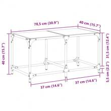 Sleek Modern Steel Coffee Table With Black Glass Top 78.5x40x40 Cm Stylish Contemporary Design - Black - View 8