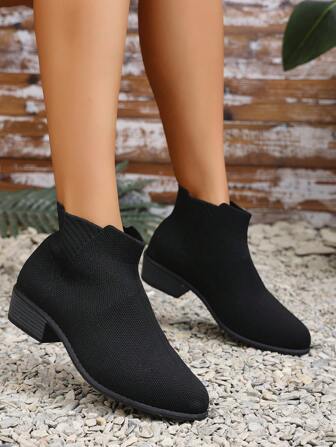 新品大码女式黑色踝靴