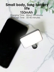 可充电LED夹式补光灯，适用于智能手机直播、摄影、视频和自拍柔光照明 - 黑色 - 查看 4