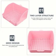 兔子便盆，防溅便盆托盘，适用于豚鼠、雪貂、兔子、刺猬，钢丝/塑料底矩形厕所用品 - 彩色 - 查看 6