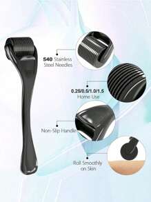 1 Peça Microagulha para Rolo de Pele, Rolo de Microagulhas de 0,2/0,25/0,3 mm com 540 Microagulhas de Titânio, para Rosto e Corpo, Barba, Cuidados com o Couro Cabeludo - Sem Fragrância, Sem Bateria Necessária