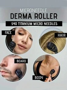 1 Peça Microagulha para Rolo de Pele, Rolo de Microagulhas de 0,2/0,25/0,3 mm com 540 Microagulhas de Titânio, para Rosto e Corpo, Barba, Cuidados com o Couro Cabeludo - Sem Fragrância, Sem Bateria Necessária