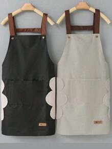 1pc Waterproof & Oil-Resistant Cooking Apron, Fashionable Home Kitchen Adult Apron, Women's Style, Suitable For Cooking, Restaurant And Workplace - Multicolor - View 1