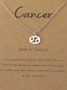 1pc Stainless Steel Zodiac Symbol Pendant Collarbone Chain Necklace
