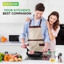 NutriChef Space Saver 17-Piece Nonstick Cookware Set - Brown Pots And Pans With Stackable Design, Foldable Handles, Induction Ready - Black - View 6
