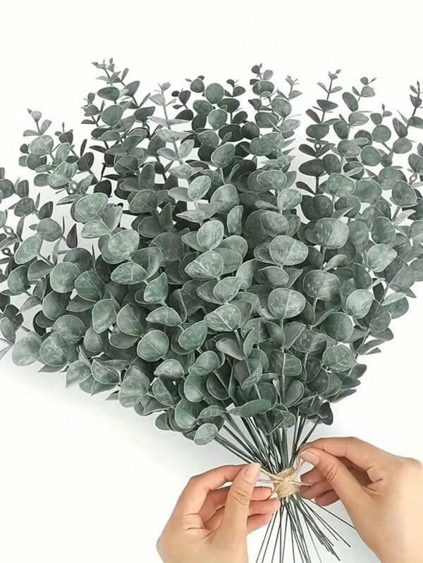 Caules de eucalipto Plantas artificiais Ramos de eucalipto falso Caule de eucalipto falso para buquê de casamento Decoração para casa, decoração de primavera e verão, plantas falsas, decoração de outono, sala, mesa, decoração de jardim, coisas de decoração de sala