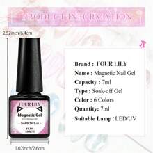 FOUR LILY 7ml 果冻磁性凝胶指甲油 - 粉色、蓝色、紫色闪粉套装，半永久猫眼指甲油，适合美甲沙龙和居家护理 - 彩色 - 查看 7