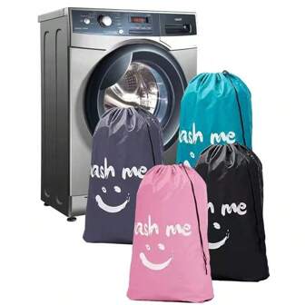 1/3pcs,Smile Printing Large Capacity Drawstring Dirty Clothes Bag,Laundry Bag,Large Capacity Storage Bag,Dirty Clothes Storage Bag,4 Different Colours,Shopping Bag,Moving Bag,Clothes Dust Bag,Home Storage Folding Bag