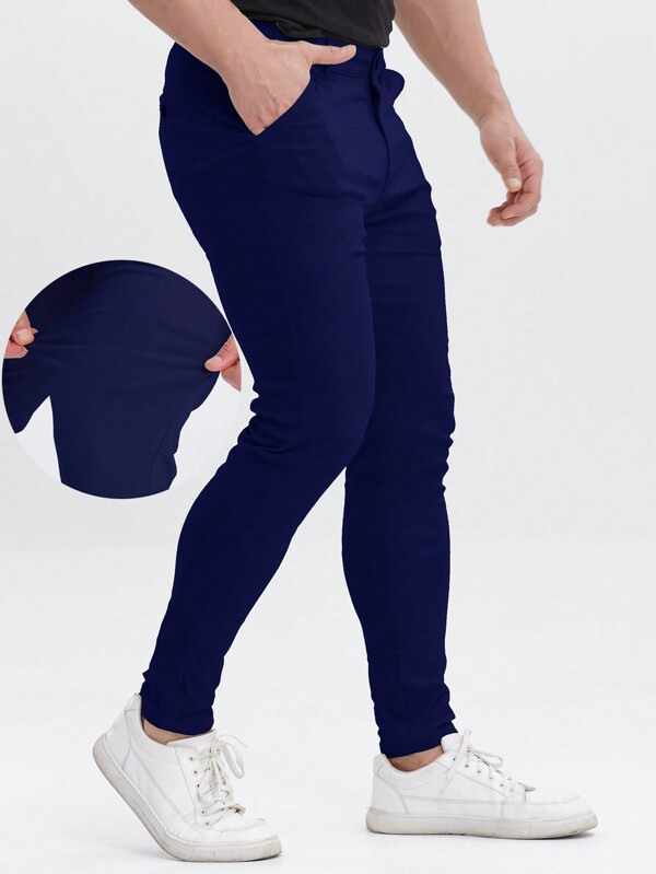 ALLELMS Men Chinos Pants Slim Fit Stretch Dress Pants Wrinkle-Resistant Pleated Formal Pants