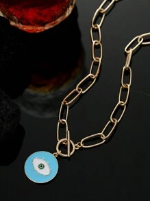 1 件时尚简约邪眼吊坠项链，个性化链式珠宝，圣诞节、新年、情人节、节日礼物 - 彩色 - 查看 9